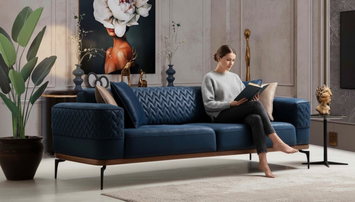Design Trzyosobowa Nowoczesna Kanapa Niebieskie Kanapy Luksusowa Sofa Meble Podkładka Loft Nowość