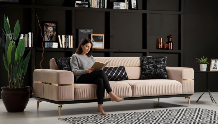 Luksusowa Sofa Projektowana Trzyosobowa Nowoczesna Kanapa Beżowa Kanapy Meble Podkładka Loft Nowość