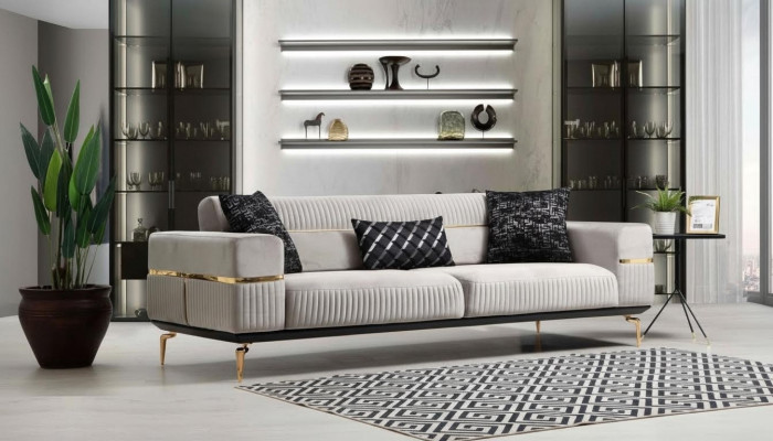 Luksusowa sofa trzyosobowa Podkładka Meble xxl Sofy duża kanapa Aksamit Meble Nowe
