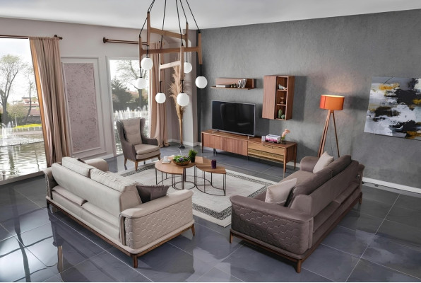 Ustawić zestaw sofowy Luxury 3+3+1 miejsce do siedzenia Sofa Materiał Fotel Sofy Modern Brown
