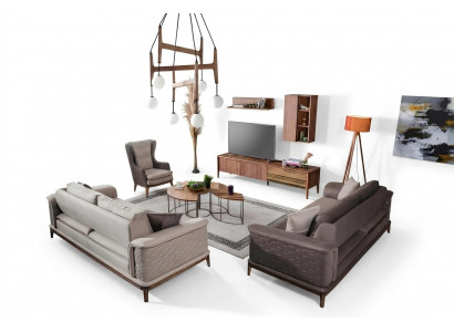 Ustawić zestaw sofowy Luxury 3+3+1 miejsce do siedzenia Sofa Materiał Fotel Sofy Modern Brown