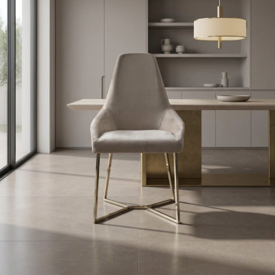 Fotel Krzesło do Jadalni Luksusowy Beżowy Fotel Krzesło Krzesła Modern Design Meble