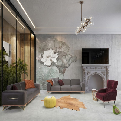 Luksusowa czteroosobowa sofa 4 miejsce do siedzenia salon poliestrowy nowoczesny materiał