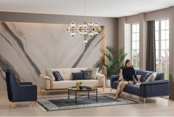 Zestaw sofowy Ustaw Sofy Sofa Fotel trzyosobowa 3+3+1 miejsce do siedzenia Materiał Grupa Neuu