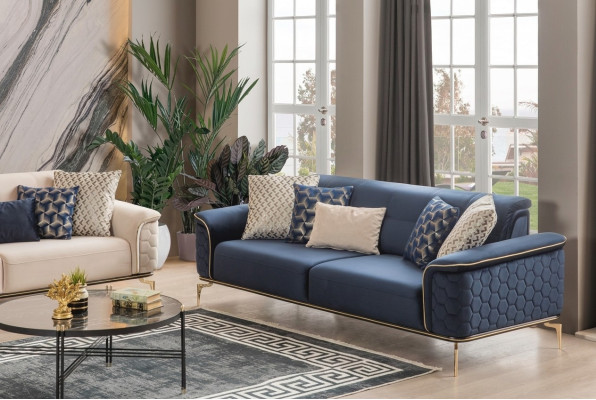 Sofa trzyosobowa 3 miejsce do siedzenia Luksusowe sofy Salon Nowoczesny Material Design Włókienniczy Materiał