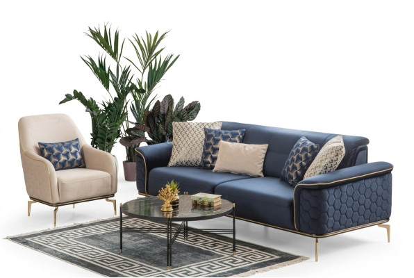 Sofa trzyosobowa 3 miejsce do siedzenia Luksusowe sofy Salon Nowoczesny Material Design Włókienniczy Materiał