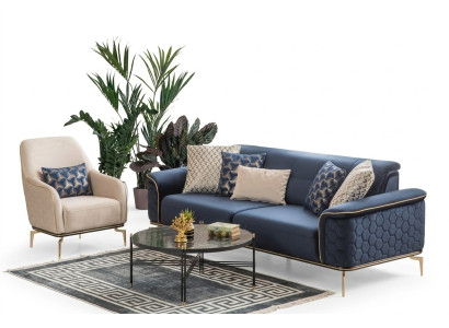 Sofa trzyosobowa 3 miejsce do siedzenia Luksusowe sofy Salon Nowoczesny Material Design Włókienniczy Materiał