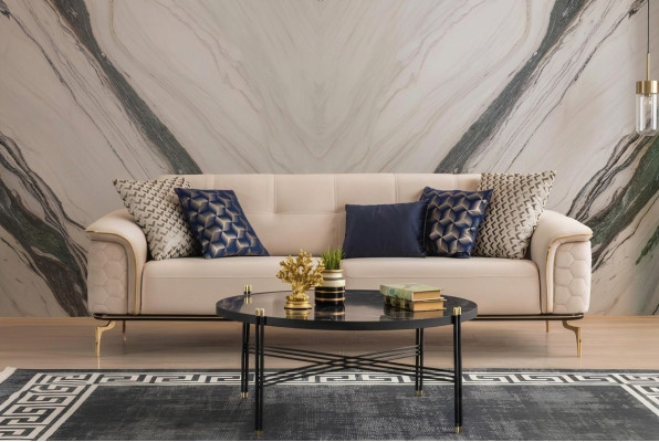 Sofa Trzyosobowa 3 miejsce do siedzenia Luksusowe Sofy Salon Meble Materiał wyposażenia Design