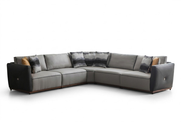 Narożnikowa kanapa Sofy Duża Sofa w kształcie litery L Narożnik Salon Poliester Nowoczesny Luksus Materiał Nowość