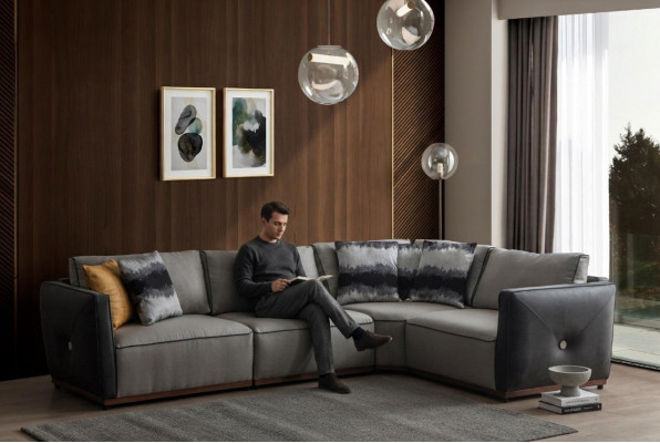 Salon Narożnikowa kanapa Sofy Sofa w kształcie litery L Narożnik sofa z tkaniny Luksusowy Materiał Zestaw narożny Nowość