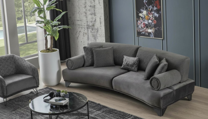 Luksusowa Sofa Trzyosobowa 3 miejsce do siedzenia Sofy Salon Zakrzywiona Kanapa Material Design Nowość