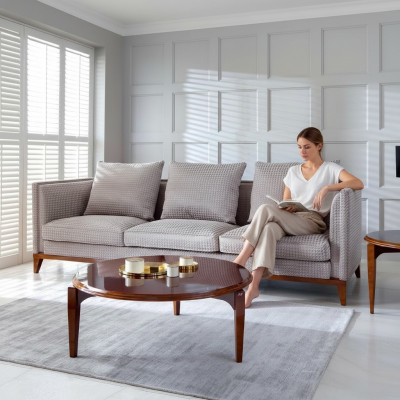 Ustawić Sofę 3 miejsce do siedzenia stolik kawowy Sofy Trzyosobowe Materiałowe Tabela Luxury Modern 2-częściowe