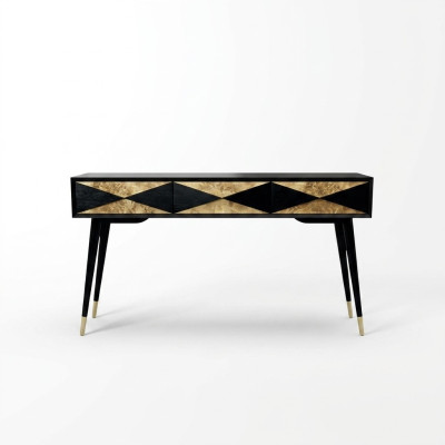 Luksusowy Stół konsolowy Tabela konsola Kredens Stolik boczny Drewno Modern Gold Design