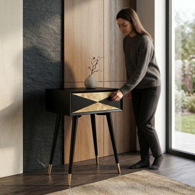Tabela Stół konsolowy konsola Kredens Stolik boczny Drewno Modern Luxury Gold Design