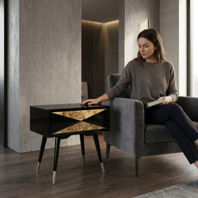Stolik nocny Szafki nocne Tabela Drewno Design Modern Sypialnia stoły Nowość
