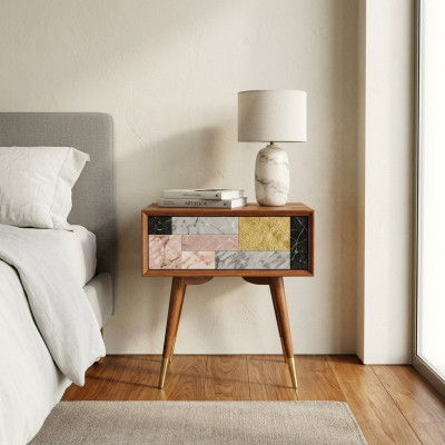 Stolik nocny Szafki nocne Tabela Drewno Design Modern Sypialnia stoły