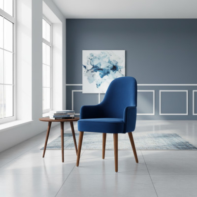 Krzesło do jadalni Krzesło Fotel miejsce do siedzenia 1 Siedziba ClubFotel Material Blue jadalnia Drewno