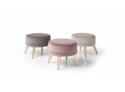 Stołek Pufa Otomana Nowoczesny Luksusowy Materiał Design Salon Różowy Okrągły