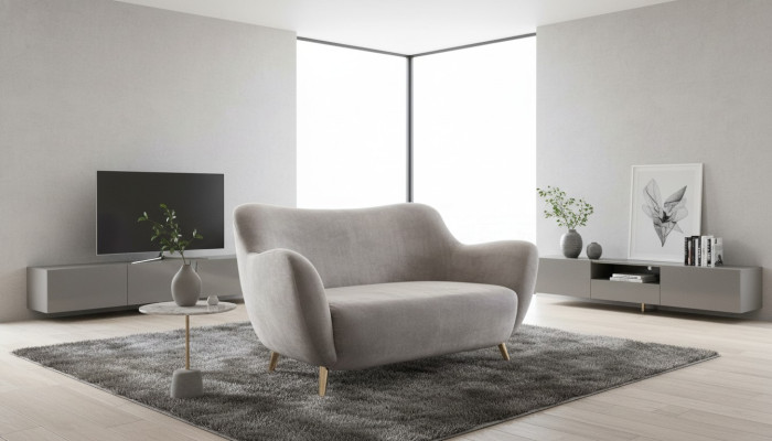 Sofa dwuosobowa 2 miejsce do siedzenia Sofy Materiał Pokój dzienny Poliester Nowoczesny Szary Luksus Nowy