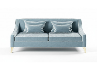 Aksamit Sofa Trzyosobowa 3 Siedziba Sofy Materiał Salon Poliester Nowoczesny Luksus Niebieski