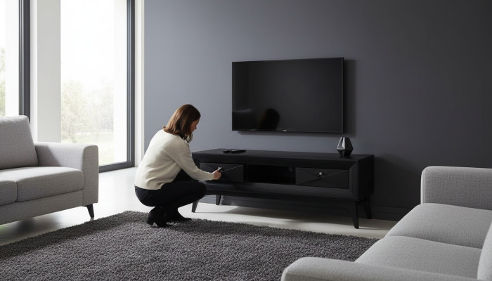 Szafka pod telewizor komoda Tabela salon nowoczesny design Drewno Czarny