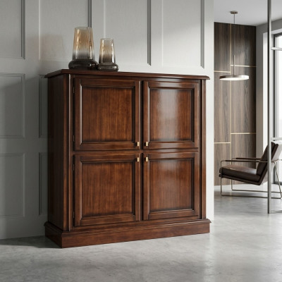 Kredens Luxury Szafa Szafki Komody Salon Drewno Klasyczny Design Brąz