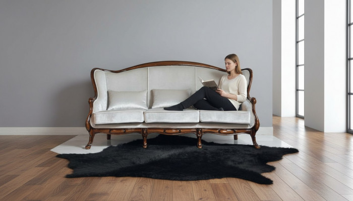 Sofa Trzyosobowa 3 miejsce do siedzenia Luksusowy Materiał Szary Salon Meble Klasyczne Brązowy Nowość