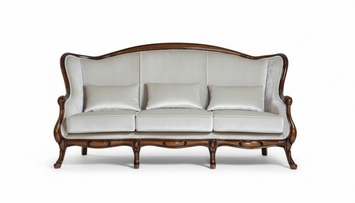 Sofa Trzyosobowa 3 miejsce do siedzenia Luksusowy Materiał Szary Salon Meble Klasyczne Brązowy Nowość