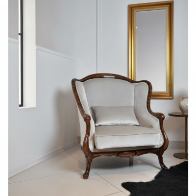 Fotel EarsFotel miejsce siedzące Gray Siedziba Velvet Luxury Living Room Classic Drewno Nowość