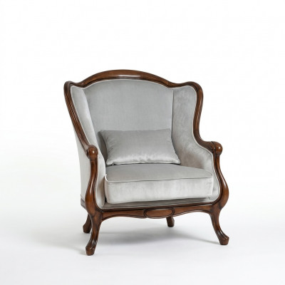 Fotel EarsFotel miejsce siedzące Gray Siedziba Velvet Luxury Living Room Classic Drewno Nowość
