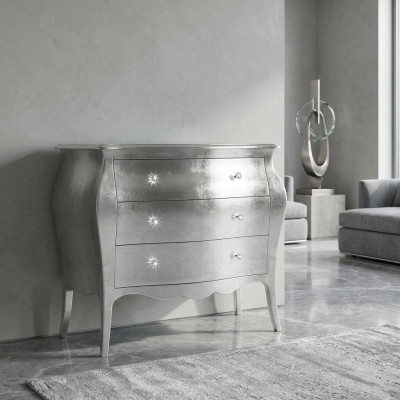 Kredens Szafki Komody Drewno Luxury Meble Sypialnia Klasyczny Srebrny Design