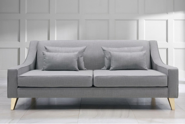 Sofa trzyosobowa 3 miejsce do siedzenia sofy luksusowe miejsce do siedzenia materiał szary salon projekt nowoczesny