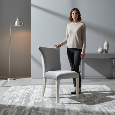 Krzesło do jadalni Krzesło miejsce do siedzenia Fotel jadalnia Krzesła Drewno Silver Modern Luxury Nowość