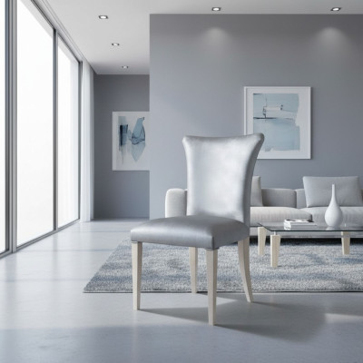 Krzesło do jadalni Krzesło miejsce do siedzenia Fotel jadalnia Krzesła Drewno Silver Modern Luxury Nowość