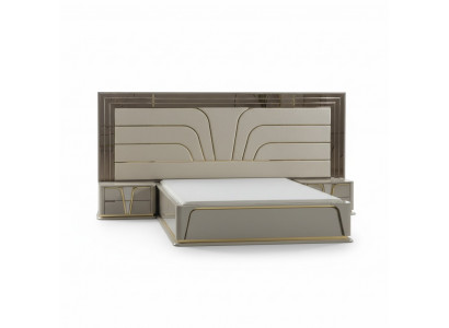 Ustawić Sypialnię Podwójne łóżko Luksusowe łóżko Modern Beige Zestaw 3szt Nowe