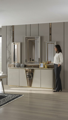 Kredens Salon Drewno Nowoczesne Beżowe Luksusowe Szafki Design