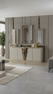 Kredens Salon Drewno Nowoczesne Beżowe Luksusowe Szafki Design