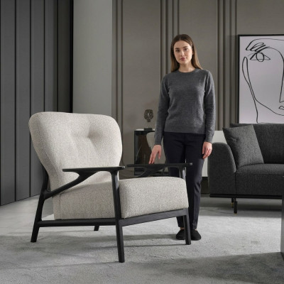 Fotel EarsFotel Nowoczesny Materiał Salon Poliester Biały Design