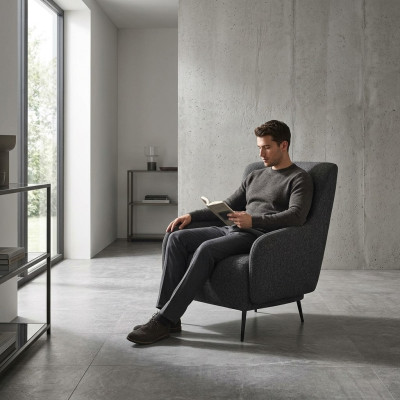 Fotel EarsFotel Nowoczesny Materiał Salon Poliester Szary Design Siedziba Nowy