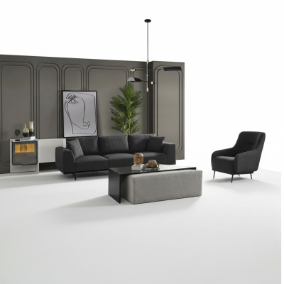Zestaw sofowy Sofa 4 miejsce do siedzenia Czteroosobowy Fotel Set Material Modern Grey