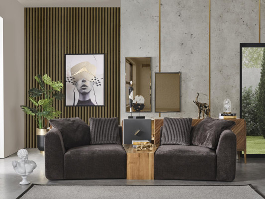 Sofa czteroosobowa 4 miejsce do siedzenia Sofy Nowoczesny Design Materiał Poliester Czarny