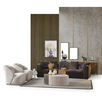 Zestaw sofowy 4 miejsce do siedzenia Fotel Sofa Czteroosobowa Nowoczesny Czarny Materiał Nowy
