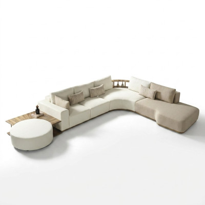 Biała nowoczesna kanapa narożnikowa w kształcie litery L luksusowa tapicerowana sofa do salonu