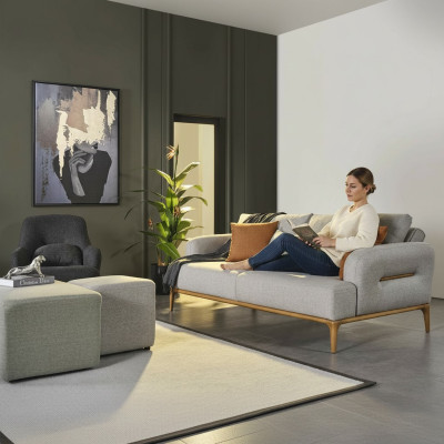 Nowoczesna sofa trzyosobowa 3 miejsce do siedzenia Sofy Design Szara Nowoczesny Materiał Poliester Nowość