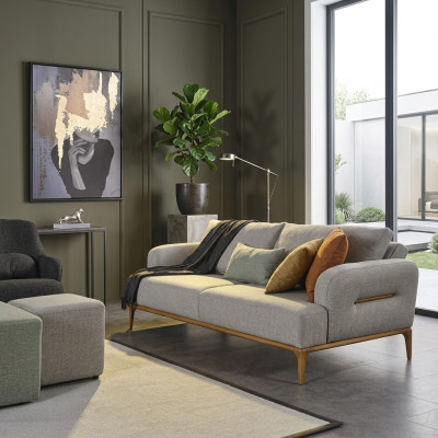 Nowoczesna sofa trzyosobowa 3 miejsce do siedzenia Sofy Design Szara Nowoczesny Materiał Poliester Nowość