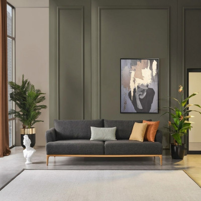 Sofa czteroosobowa 4 miejsce do siedzenia Sofy Nowoczesny Design Materiał Poliester Szary Nowość