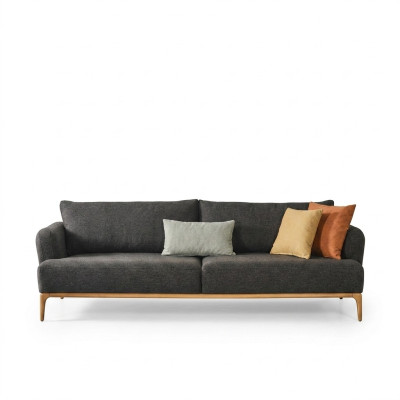 Sofa czteroosobowa 4 miejsce do siedzenia Sofy Nowoczesny Design Materiał Poliester Szary Nowość