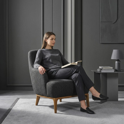 Fotel EarsFotel Nowoczesny Materiał Salon Poliester Szary Design Siedziba