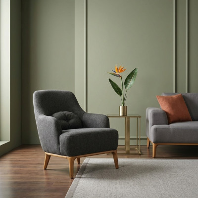 Fotel EarsFotel Nowoczesny Materiał Salon Poliester Szary Design Siedziba