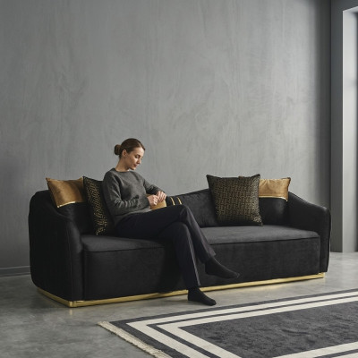 Sofa czteroosobowa Chesterfield o nowoczesnym designie 4 miejsca do siedzenia Materiał sofy Poliester Niebieski Nowość